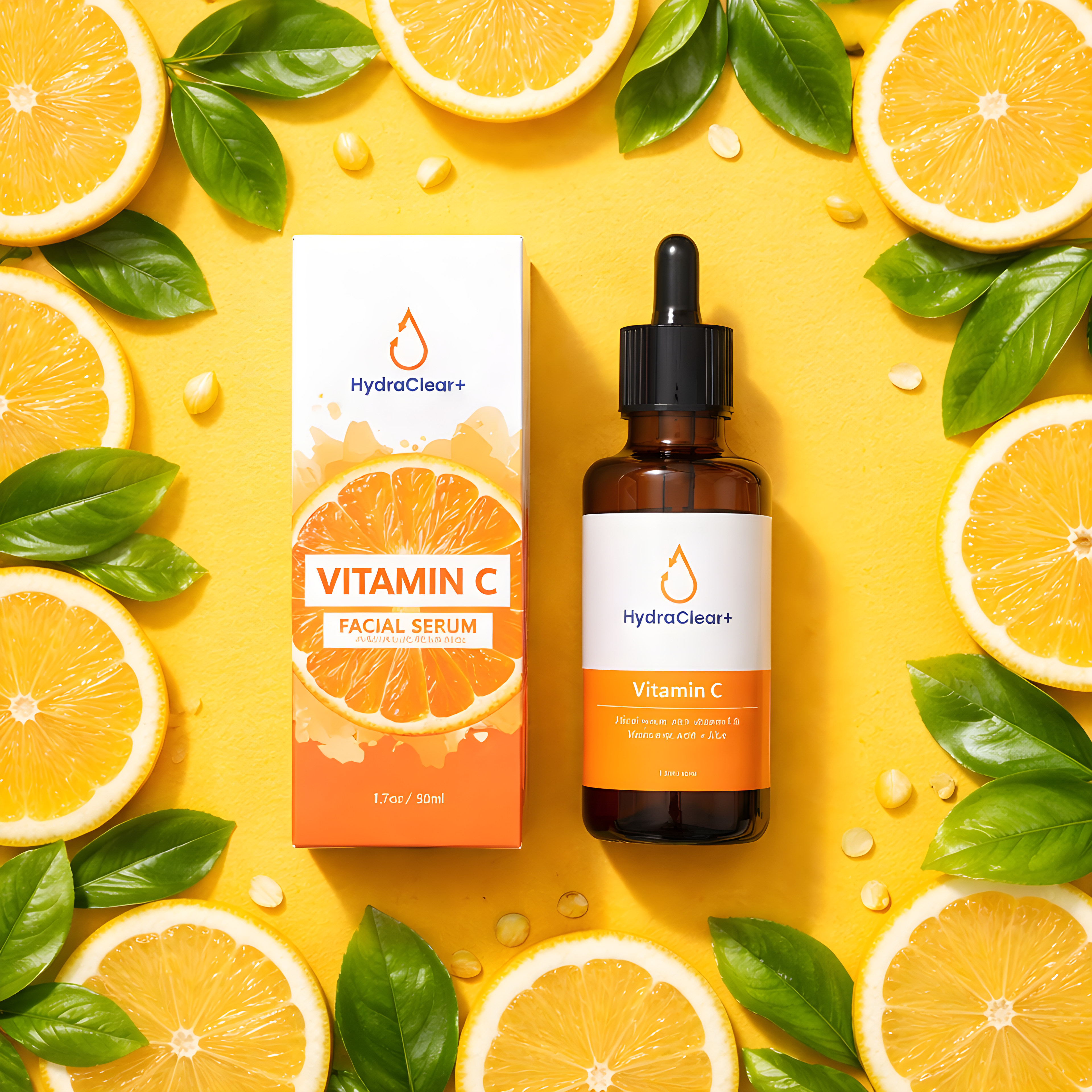 HydraClear+ Vitamin C Serum for Face with Hyaluronic Acid, Peptides & Vitamin E, Anti-Aging Serum with Brightening for Dark Spots & Dull Skin-Wrinkles with Aloe Vera for All Types of Skin, 1.7oz(50ml)